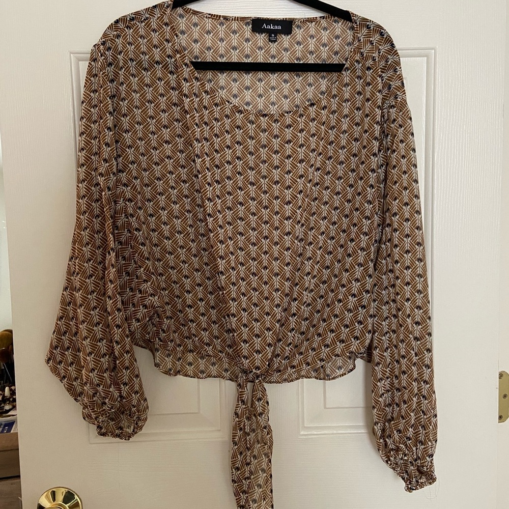 VICI Patterned Blouse with Knot Accent